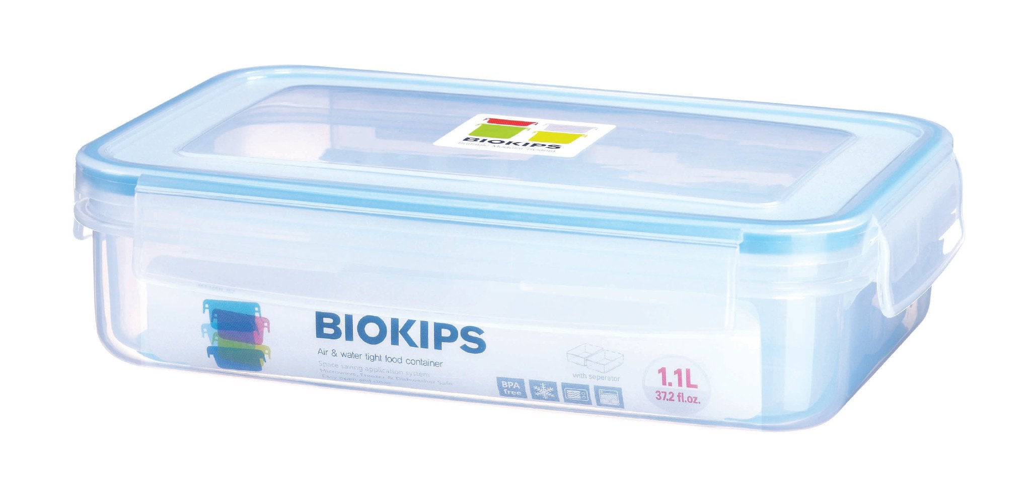 Komax Biokips Rectangular Food Storage Container With Separator, 1.1 L