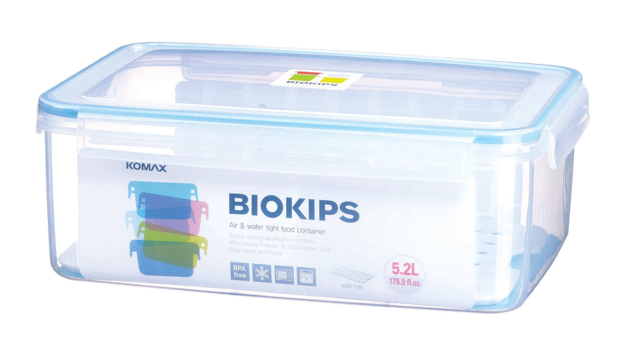 Komax Biokips Rectangular Food Storage Container With Strainer, 5.2 L