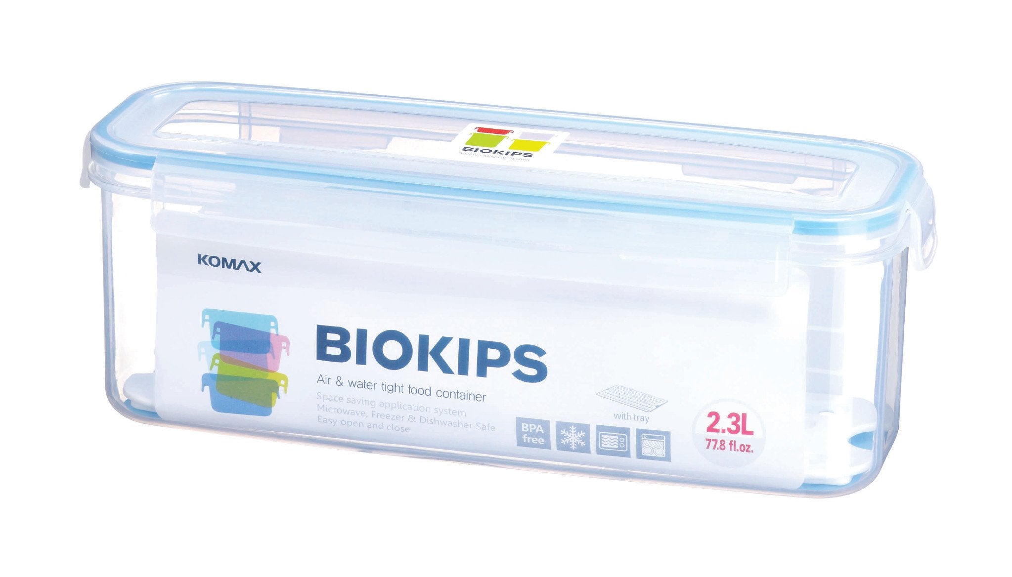 Komax Biokips Rectangular Food Storage Container With Strainer, 2.3 L