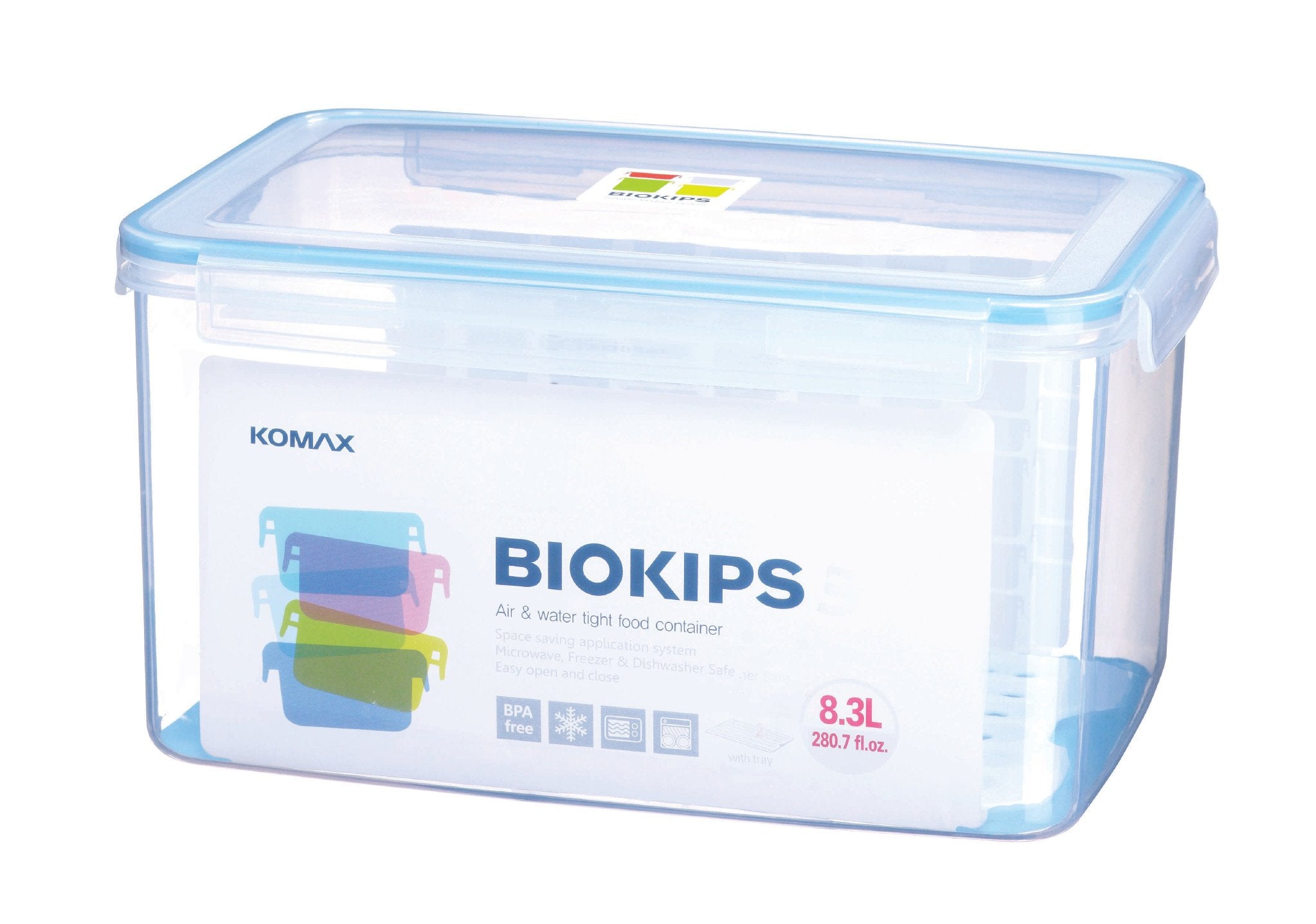Komax Biokips Rectangular Food Storage Container With Strainer, 8.3 L