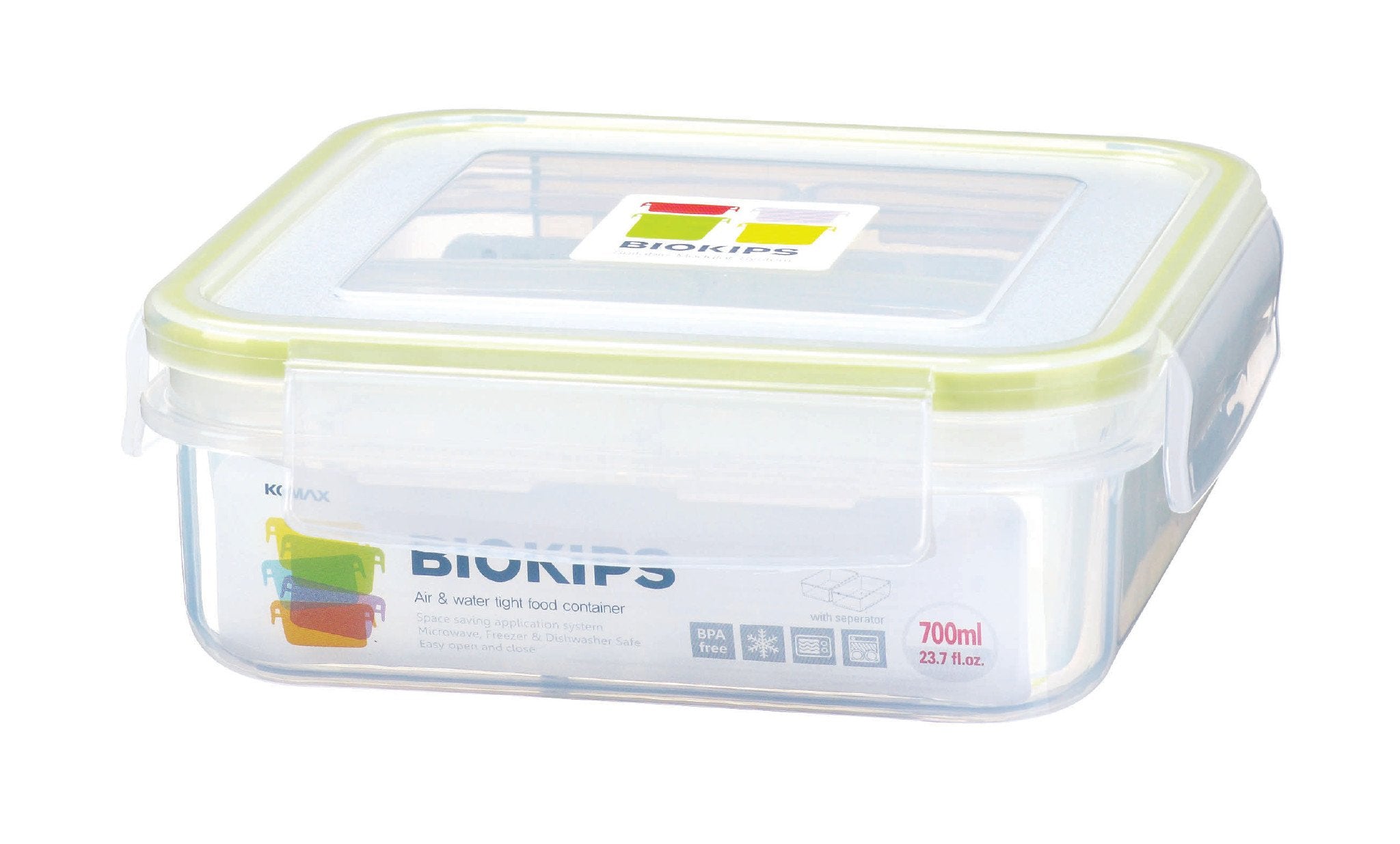 Komax Biokips Square Food Storage Container With Separator, 700 ml
