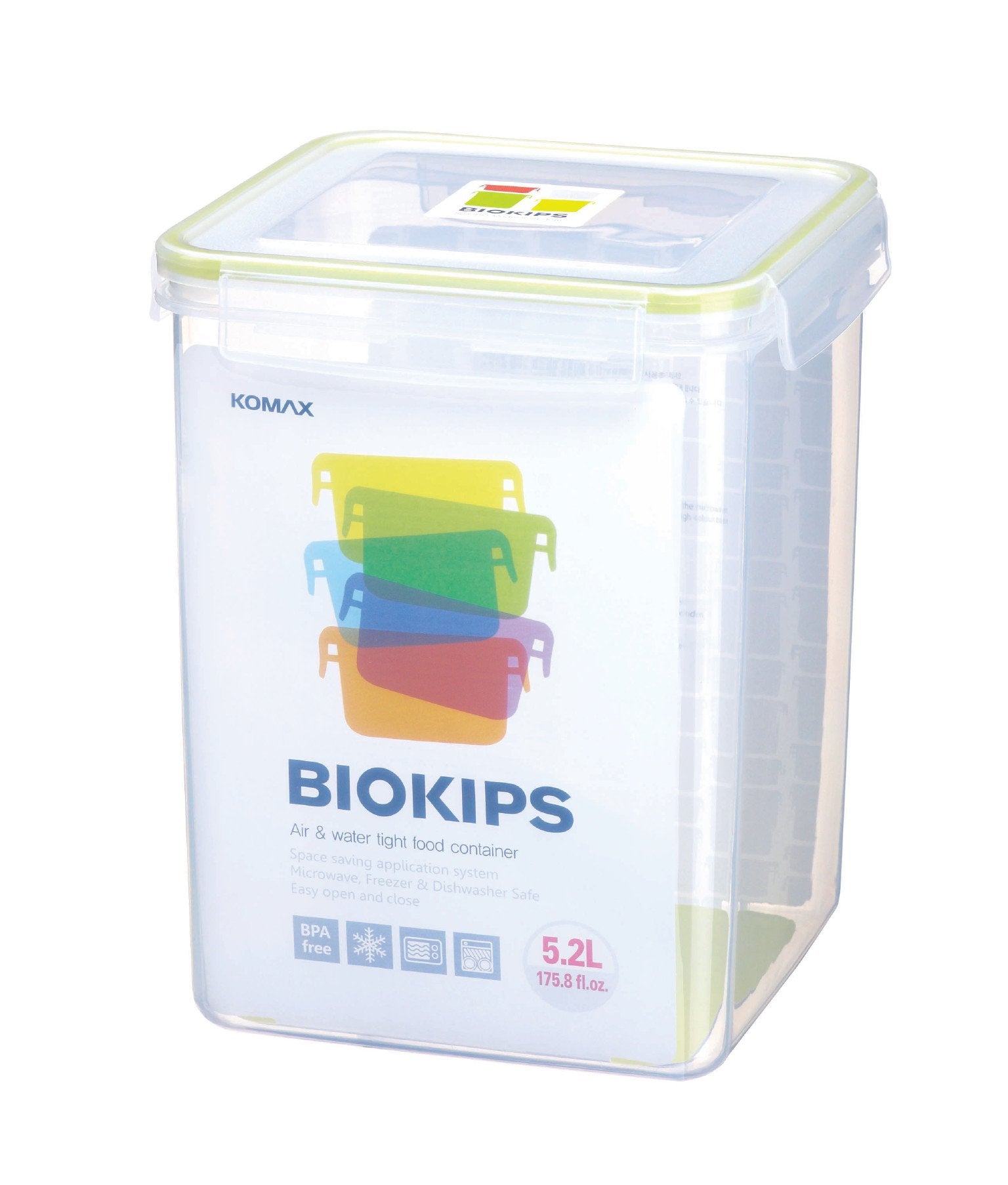 Komax Biokips Square Food Storage Container, 5.2 L
