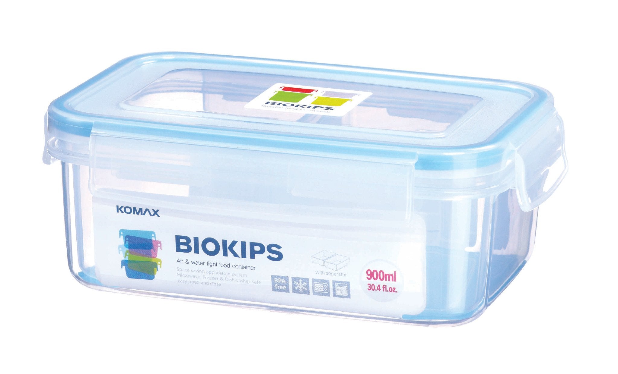 Komax Biokips Rectangular Food Storage Container With Separator, 900 ml
