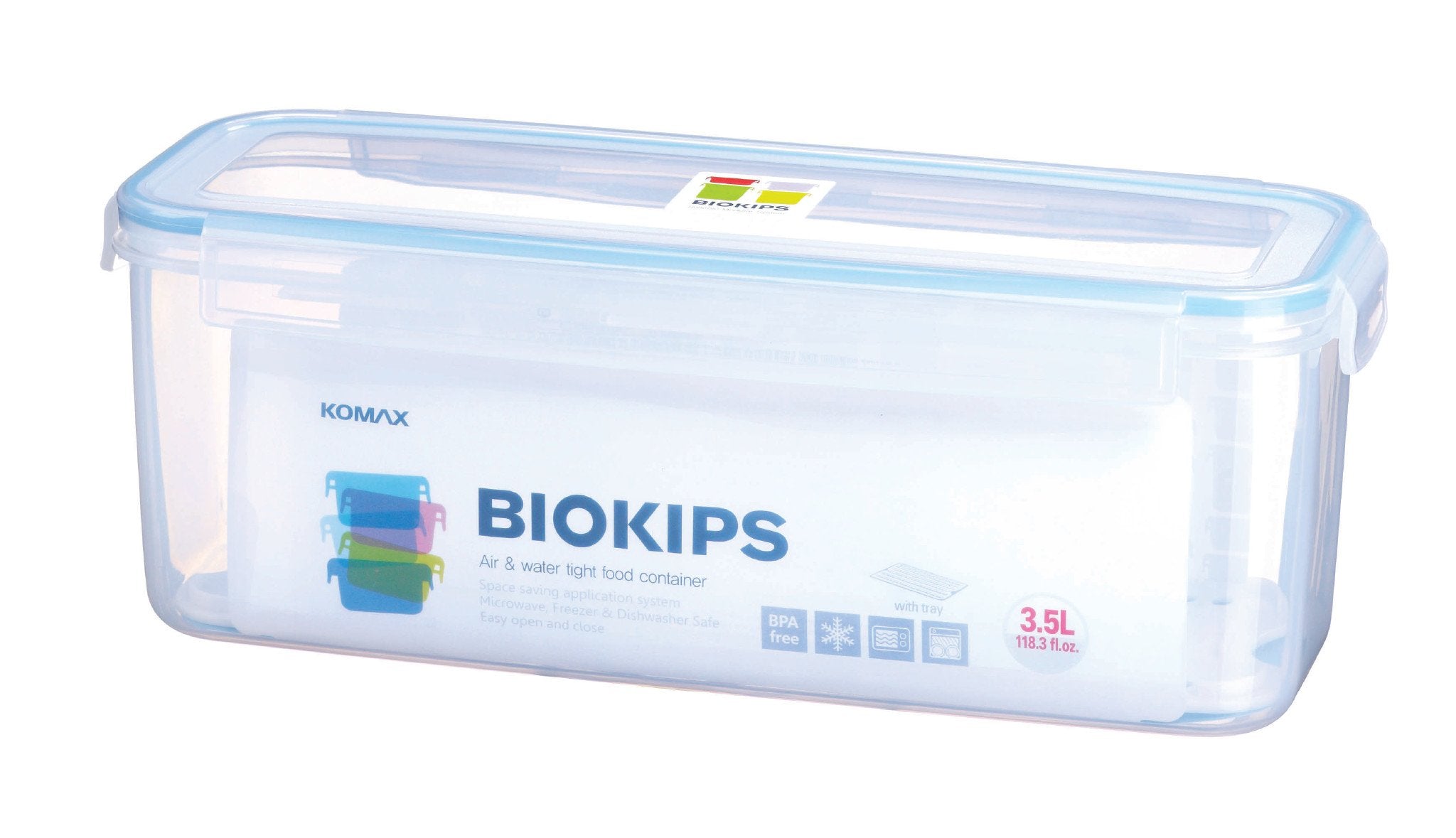 Komax Biokips Rectangular Food Storage Container With Strainer, 3.5 L