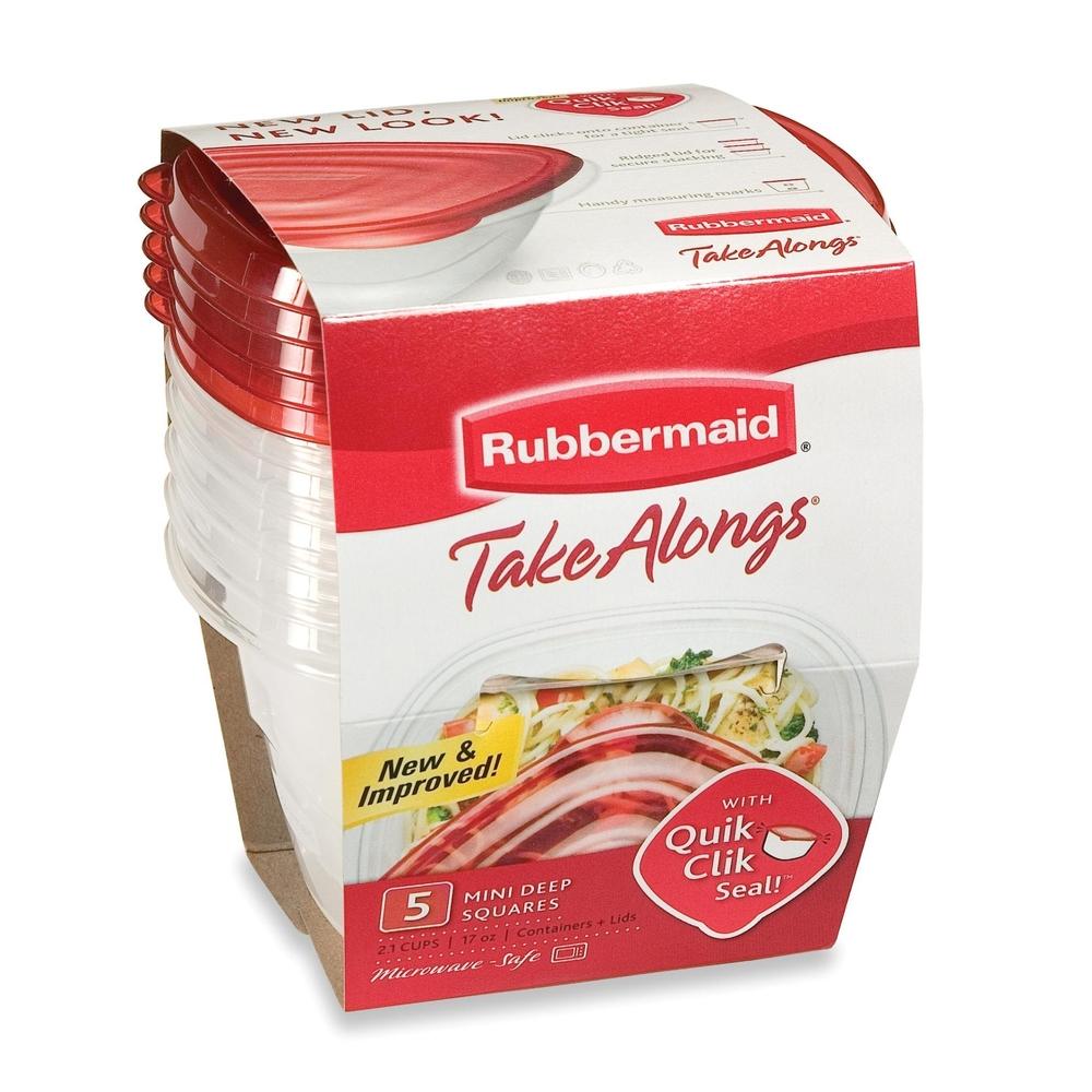 Rubbermaid  Takealongs Small Deep Square Food Storage Container, 500ml (5 Pack)