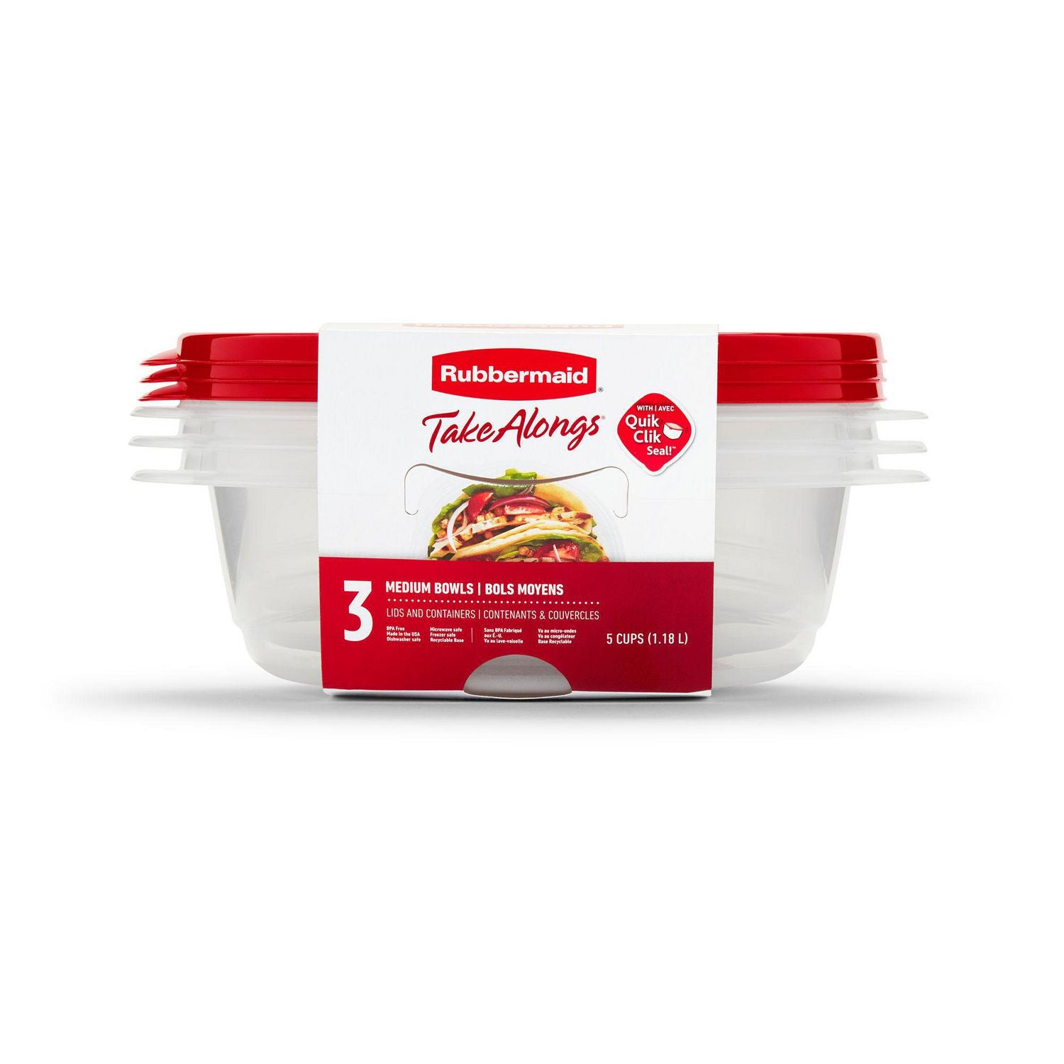 Rubbermaid Takealongs Bowl Food Storage Container, 1.18 (3 Pack)