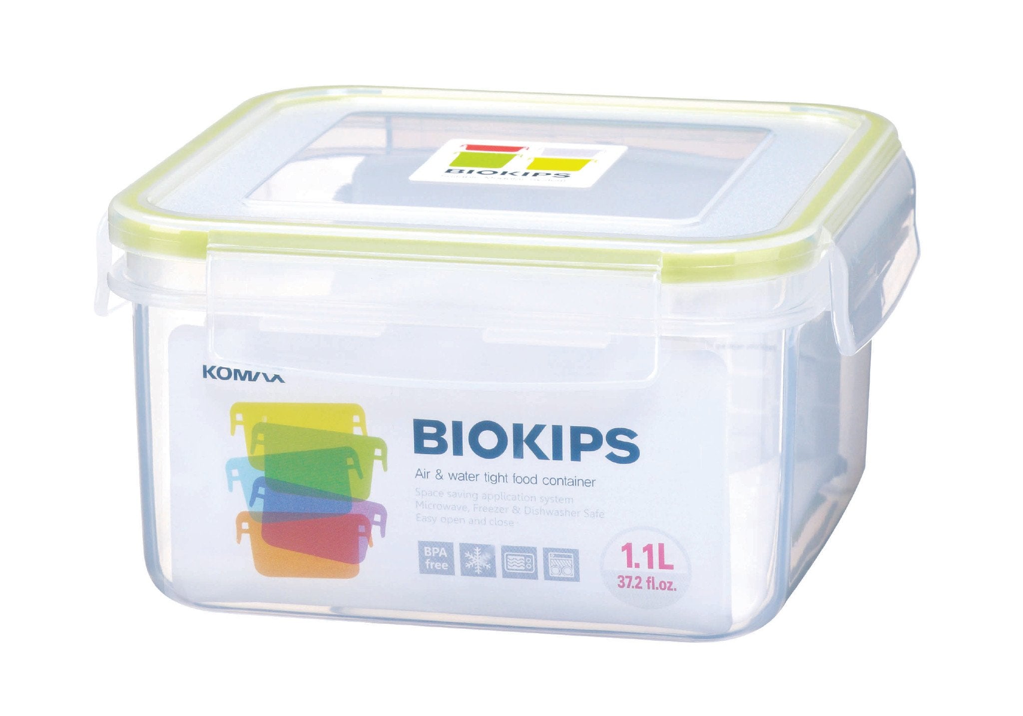 Komax Biokips Square Food Storage Container With Strainer, 1.1 L