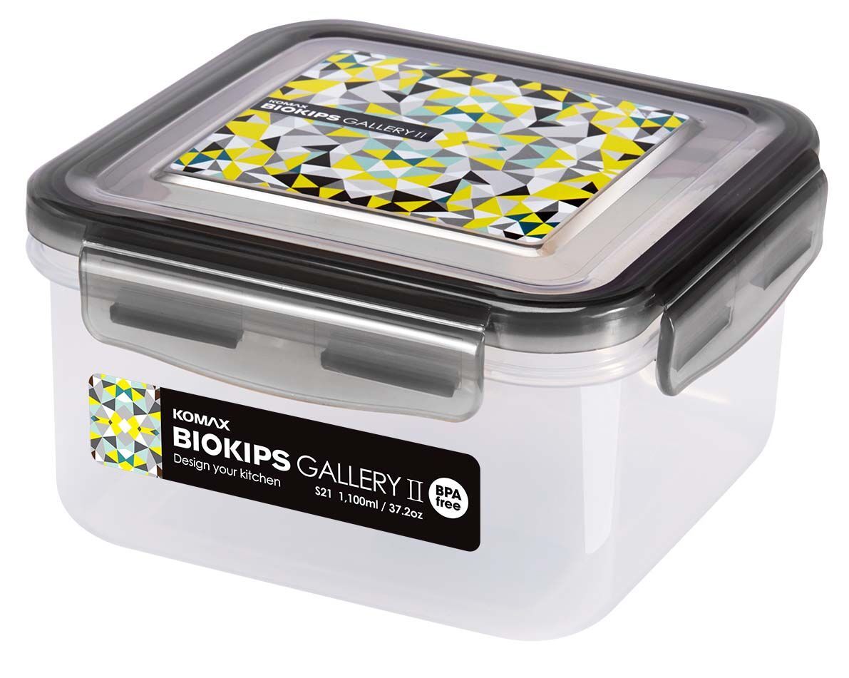 Komax Biokips Gallery II Square Food Storage Container, 1.1 L