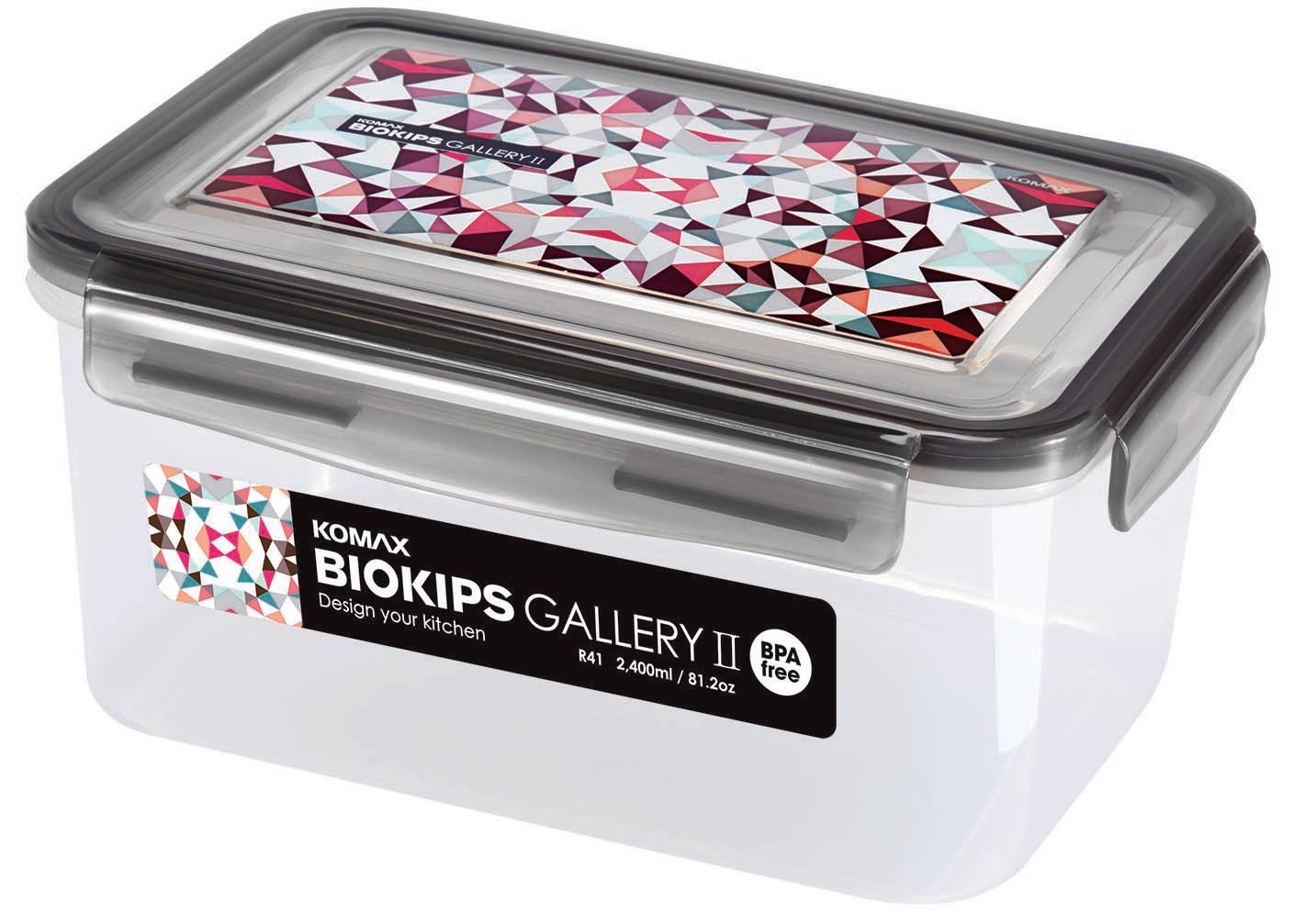 Komax Biokips Gallery II Rectangular Food Storage Container, 2.4 L