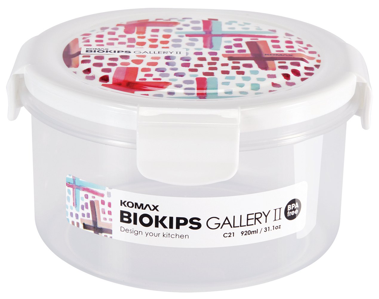 Komax Biokips Gallery II Round Food Storage Container, 920 ml