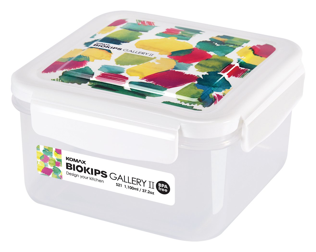 Komax Biokips Gallery II Square Food Storage Container, 1.1 L