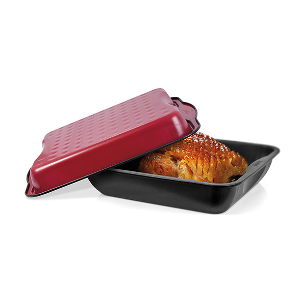 Zenker "Special Cooking" Grill Pan And Roasting Dish With Cover, Black/Red 40X34X14 Cm - Whole and All