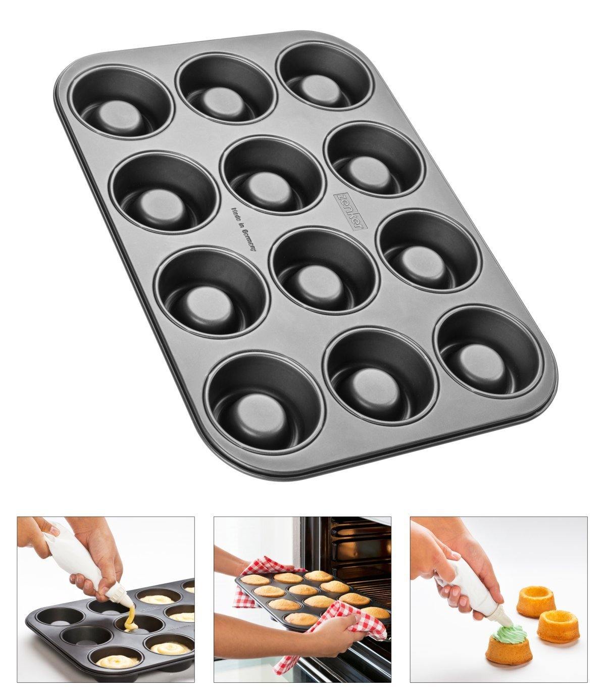 Zenker "Special Creative" Cupcake Baking Tray With 12 Holes, 38X26X3 cm - Whole and All