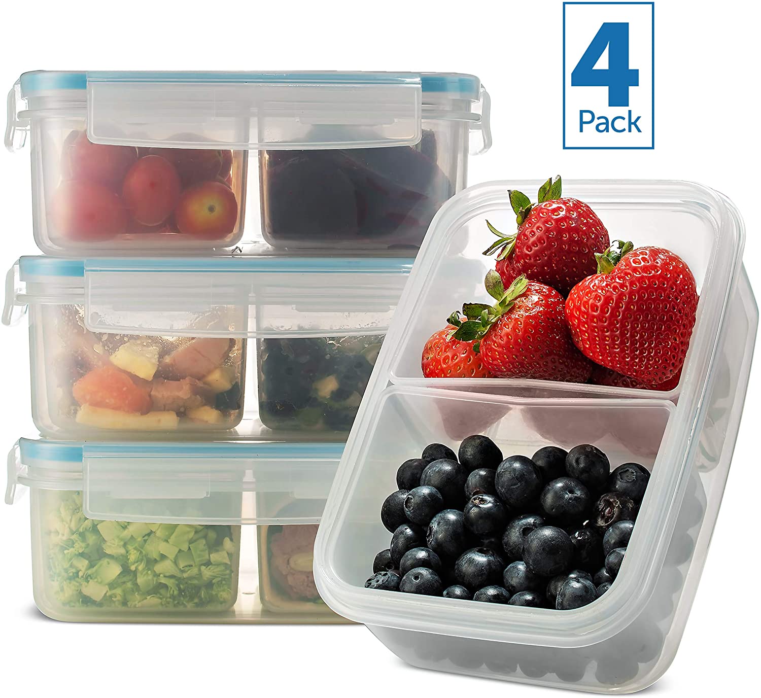 Komax Biokips Rectangular Food Storage Container With Separator, 900 ml - Whole and All