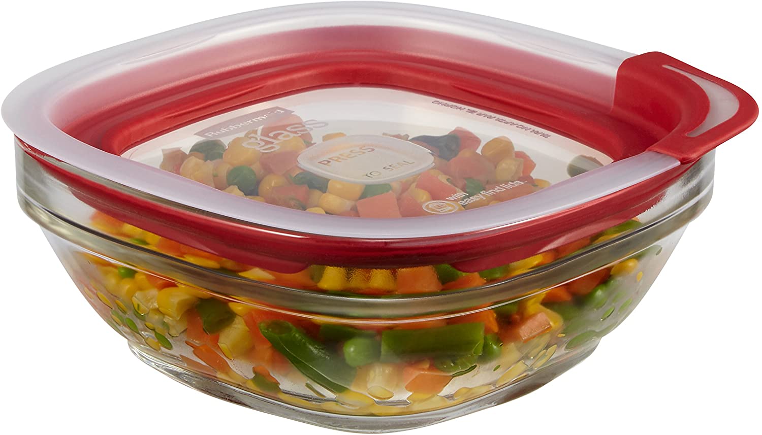 Rubbermaid EasyFindLids Glass Food Storage Container, 591ml, Racer Red