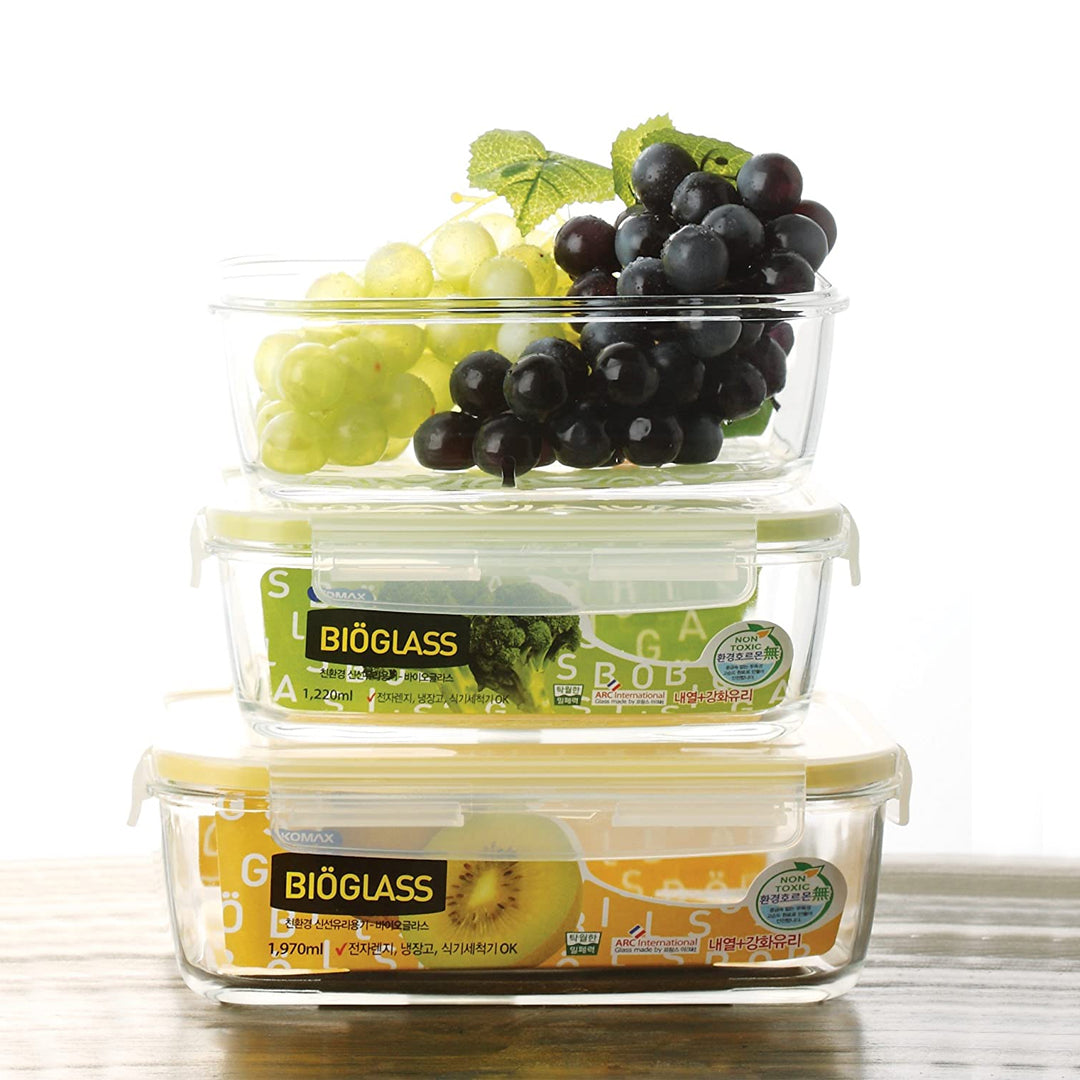 Komax Bioglass Rectangular Food Storage Container, 820 ml - Whole and All