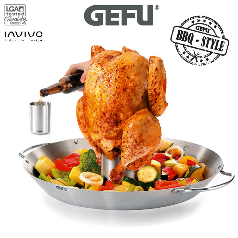 GEFU Chicken Roaster And Vegetable Wok BBQ - Whole and All