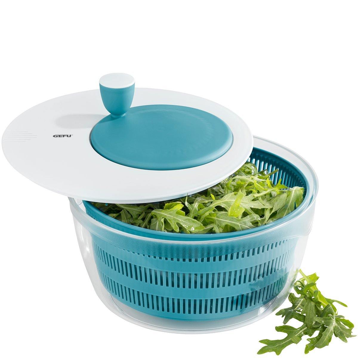GEFU Salad Spinner Rotare, Azure Blue - Whole and All