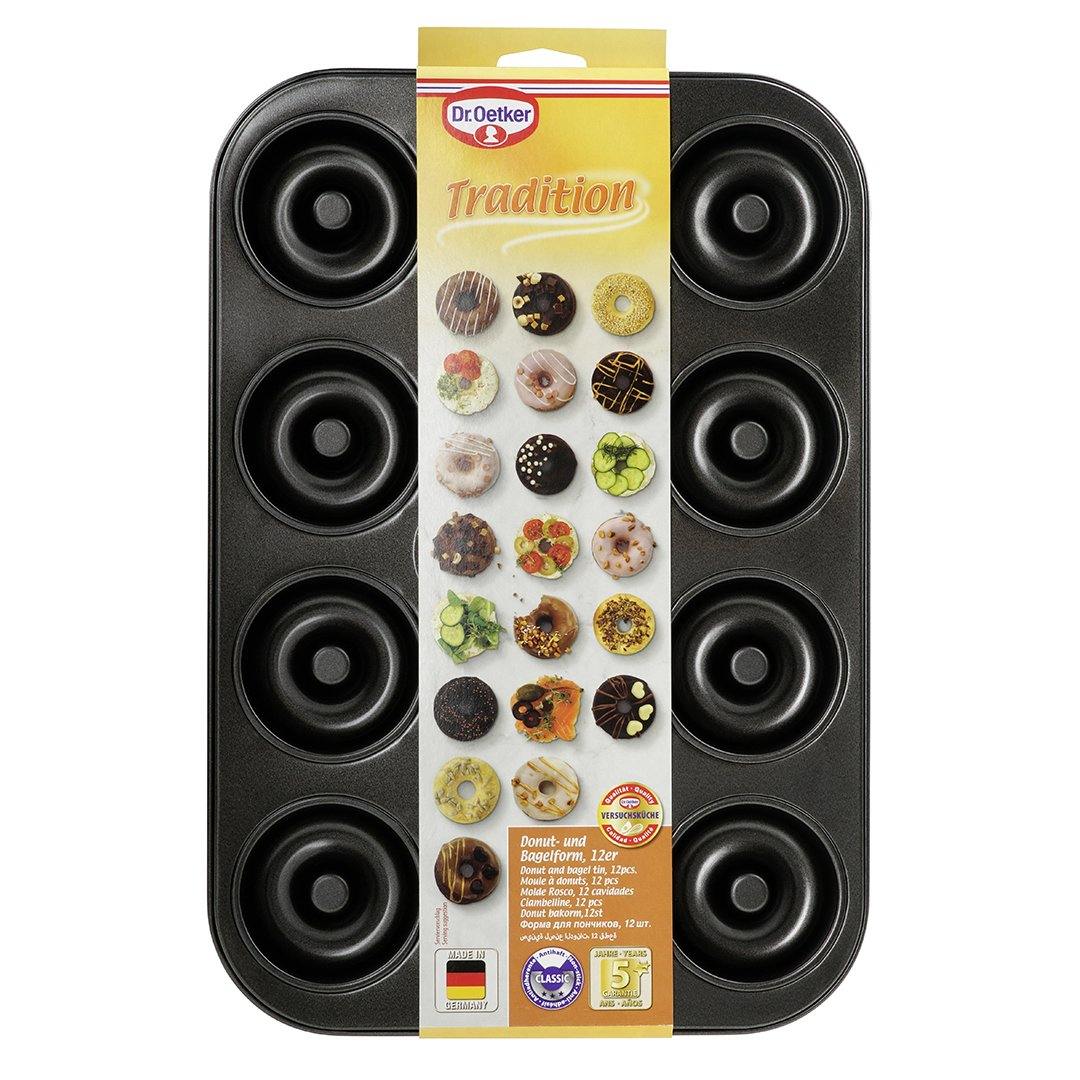Dr. Oetker "Tradition" Donut Baking Tin, 12 Cups, Black, 26.5X38.5X2.4 Cm - Whole and All