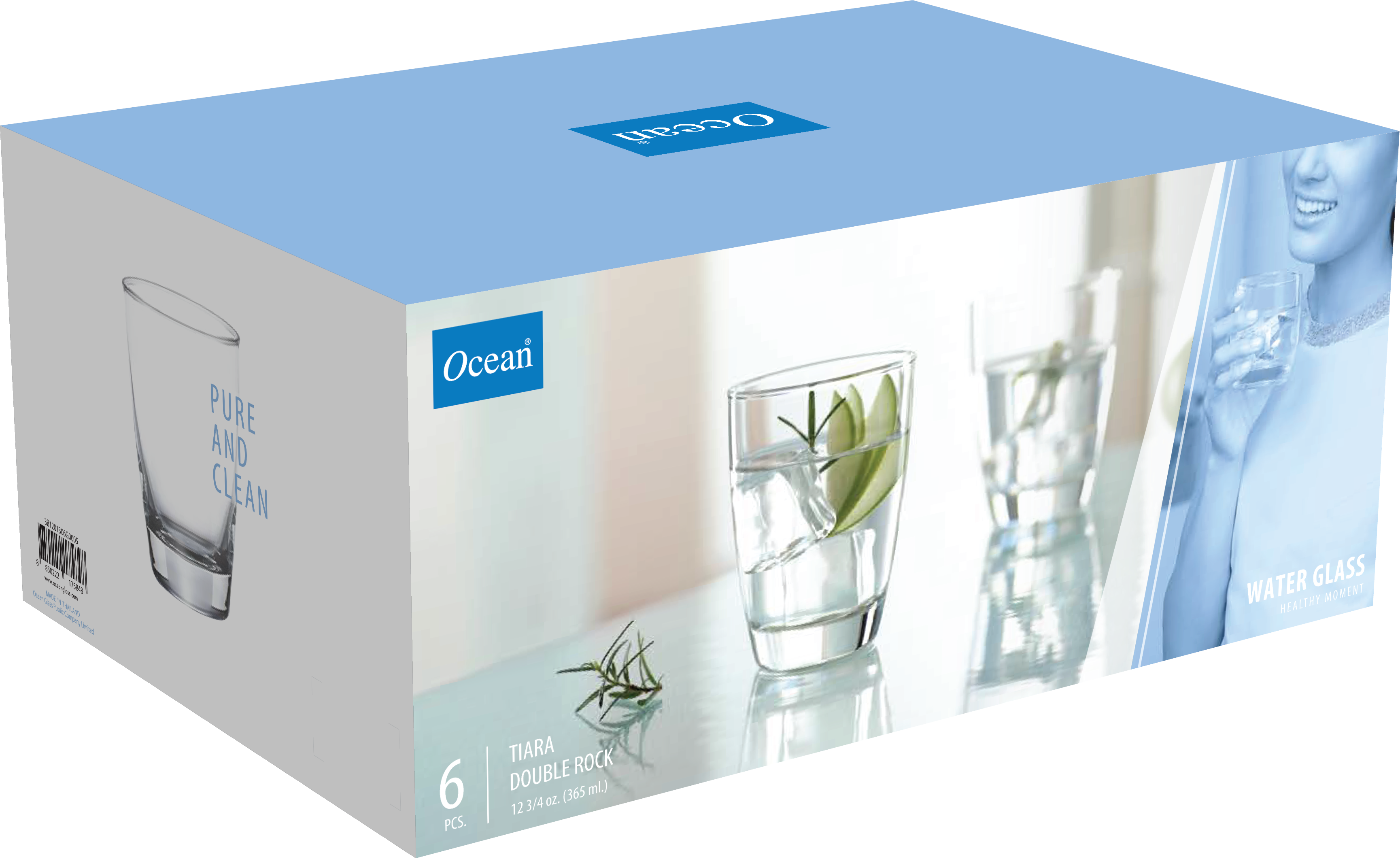 Ocean Tiara Double Rock, 365 ml (Set of 6 Pcs) - Whole and All
