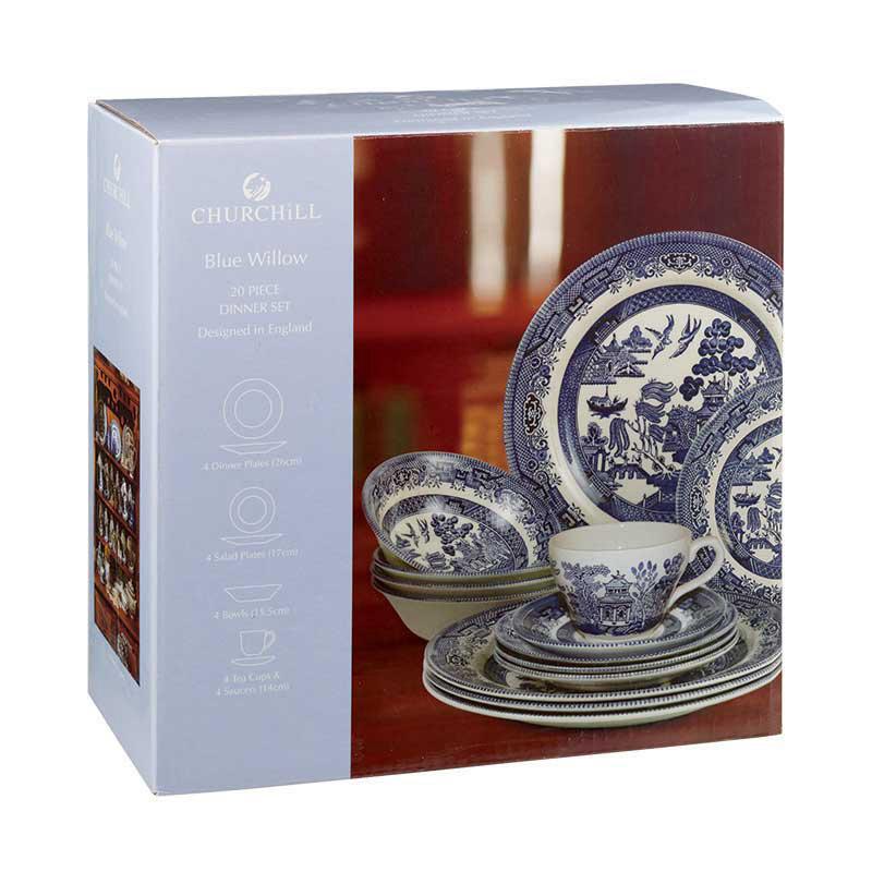 Churchill Blu Willow Mint 20Pce Set "A" Gift Box - Whole and All