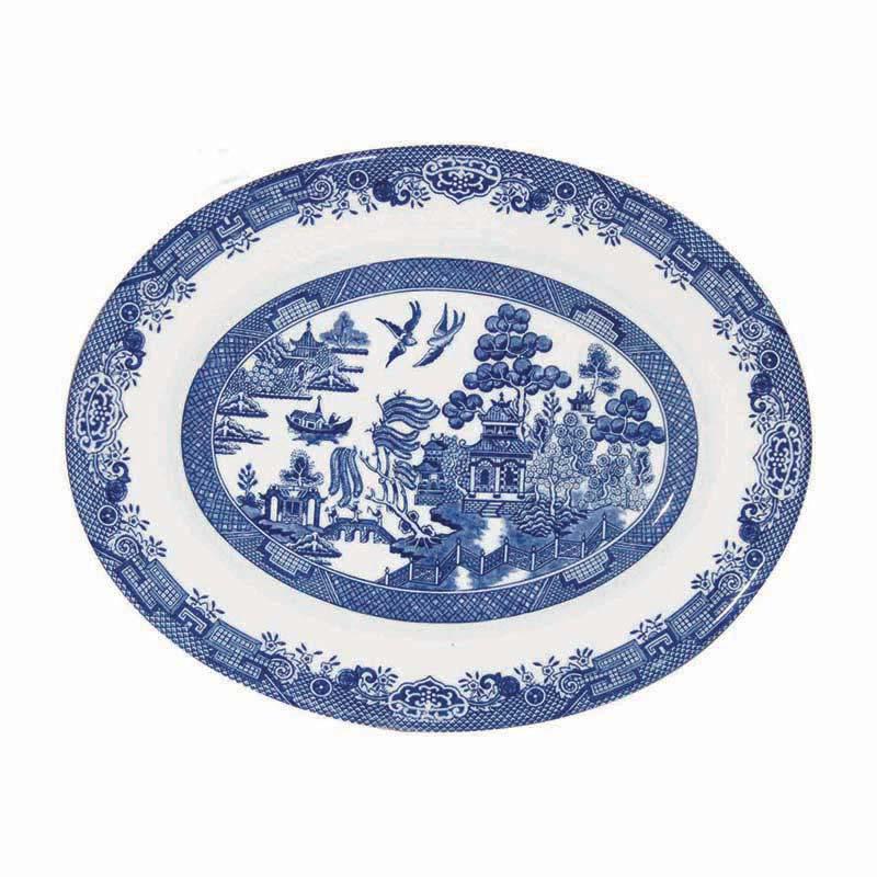 Churchill Blu Willow Mint Oval Dish, 31 cm - Whole and All