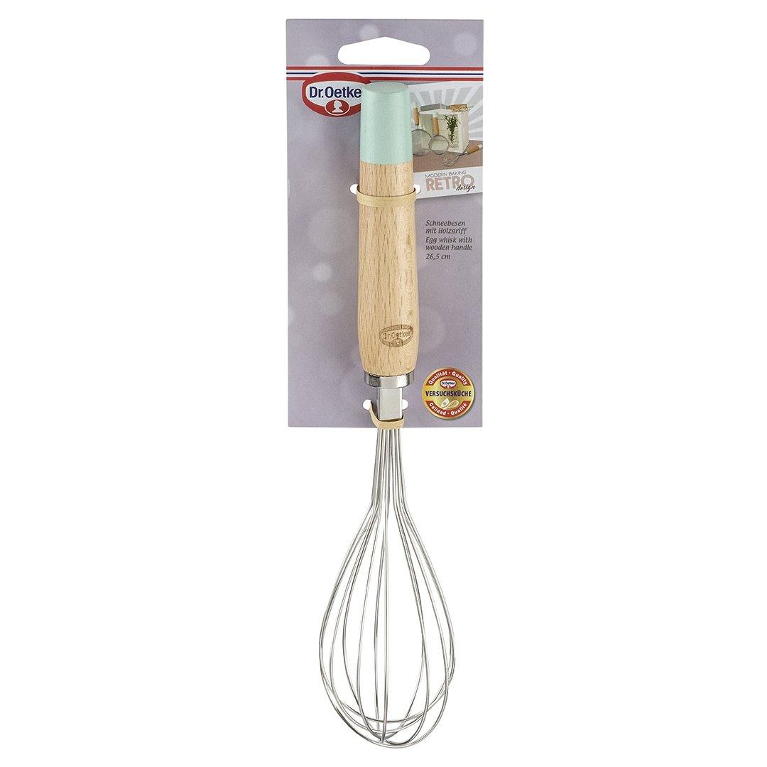 Dr. Oetker "Retro" Egg Whisk With Wooden Handle, Light Green/Brown/Silver, 27X5 Cm - Whole and All