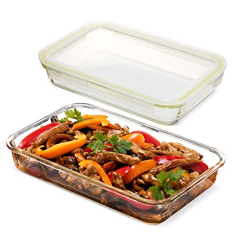 Komax Oven Glass Rectangular Food Storage Container, 1.9 L - Whole and All