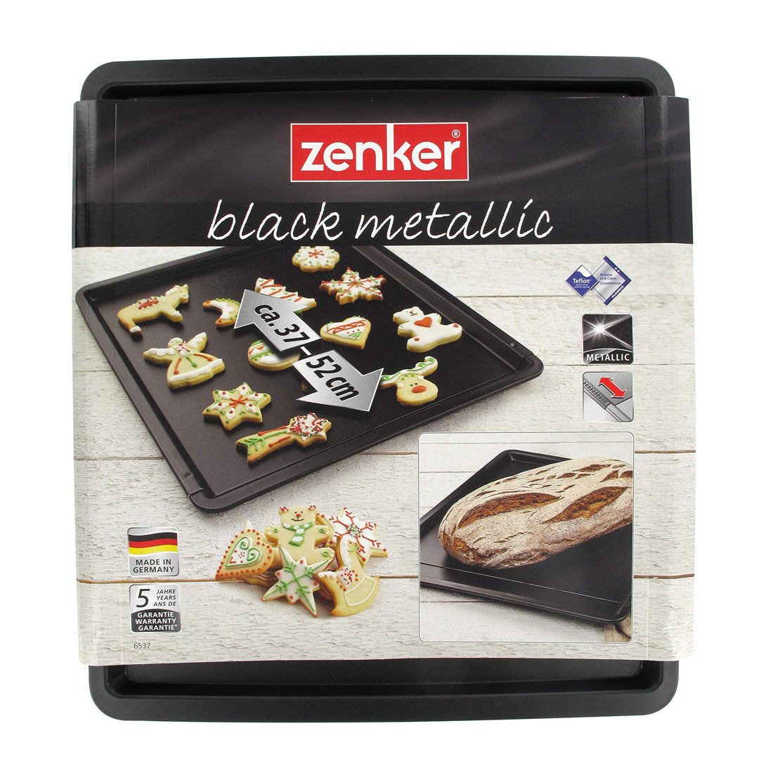 Zenker "Black Metallic" Baking Tray Extendable, Black, 37-52X33X1.5 Cm - Whole and All