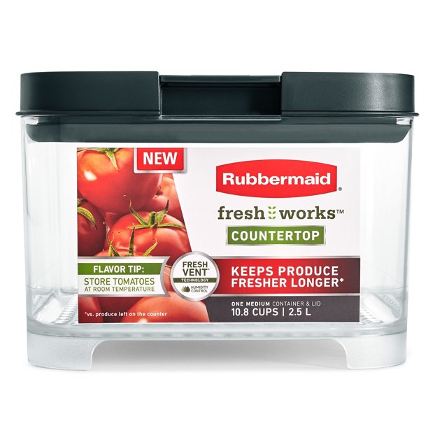 Rubbermaid FreshWorks Countertop Medium Countertop Food Storage Container, 2.5L