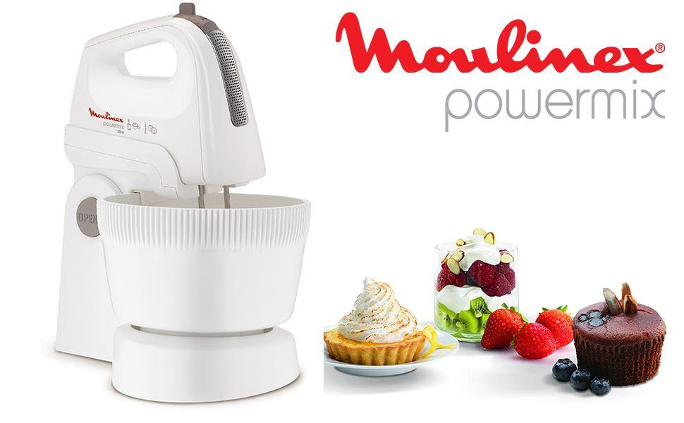 Moulinex Powermix Hand Mixer With Rotating Bowl, 3.3 L, 500W (White) - Whole and All