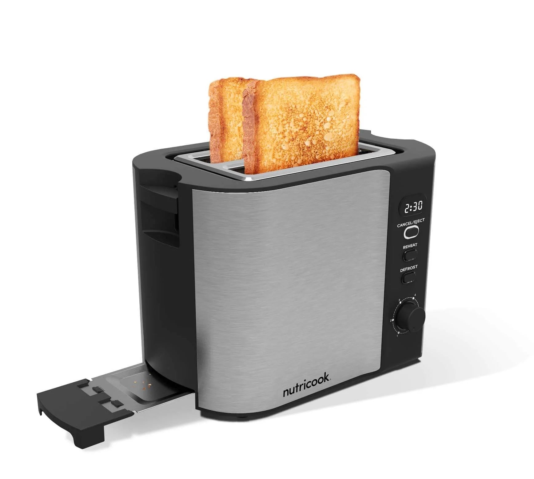 Nutricook 2 Slice Stainless Steel LED Digital Toaster, 800W