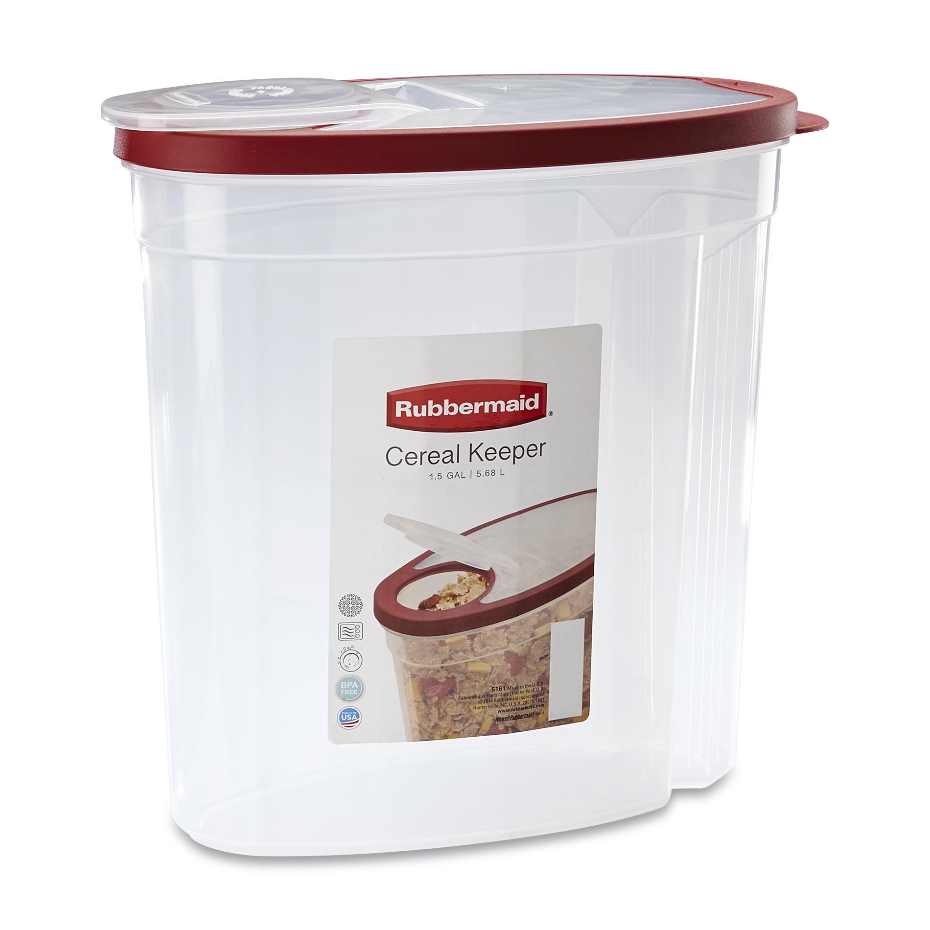 Rubbermaid Clear Cereal Keeper 1.5 Gallon 5.68L Red Lid BPA Free Made In USA